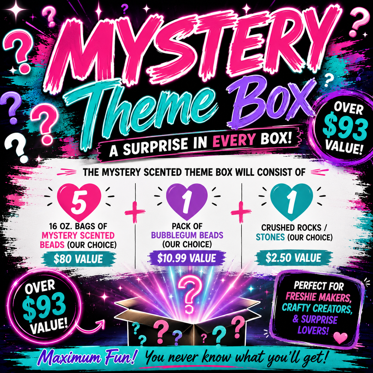 Mystery Scented Theme Box-5 scents (Includes Bubblegum Beads & Rocks)